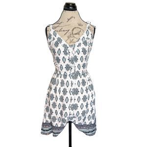 American Rag Womens Dress Size XS Geometric Print Sleeveless Bow Mini Button